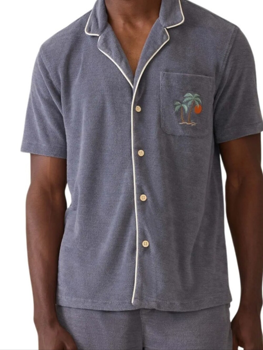 Faherty Cabana Towel Terry Shirt Men's S Blue Club Beach Resort Wear NWT